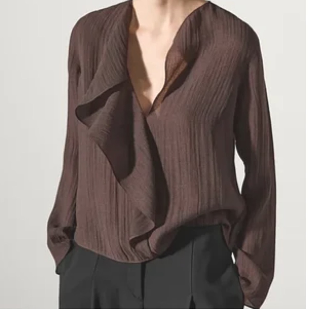 Massimo Dutti Chocolate Brown sheer Blouse